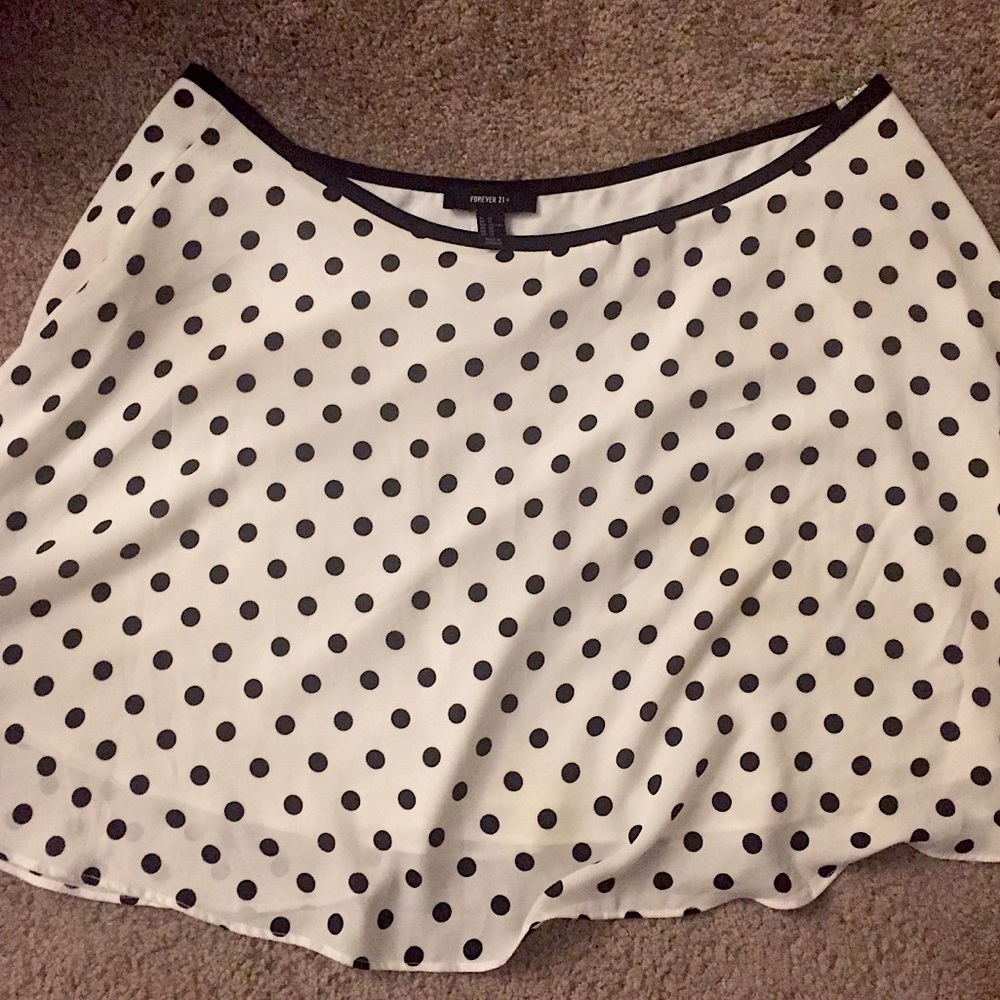 White+Black Polka Dot Mini Skirt (Forever 21 Plus)